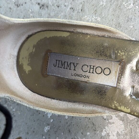 Jimmy Choo metallic and creamy white leather sandals - Picture 7 of 11